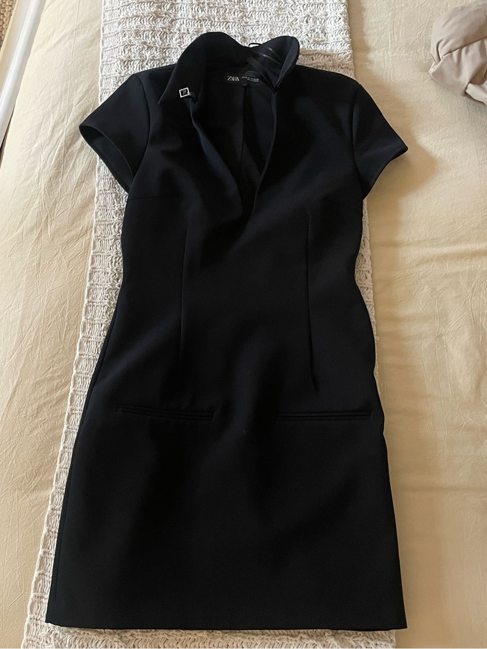 Zara Black Short-Sleeve Tailored Dress